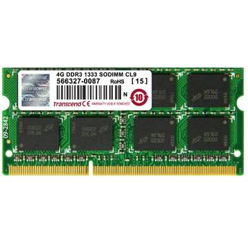Memorie laptop Transcend JM1333KSN-4G, SODIMM, 4GB DDR3, 1333 MHz, CL9, 1.5V