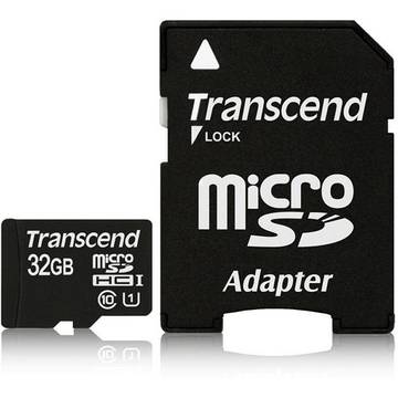 Card memorie Transcend Micro SDHC 32 GB, clasa 10, UHS1, cu adaptor