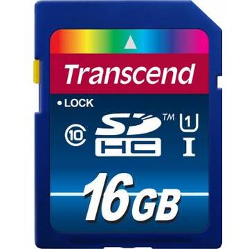 Card memorie Transcend SDHC, 16 GB, clasa 10 UHS-1