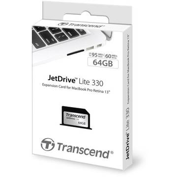 Card memorie Transcend JetDrive Lite 330, 64 GB, pentru Apple MacBook Pro Retina
