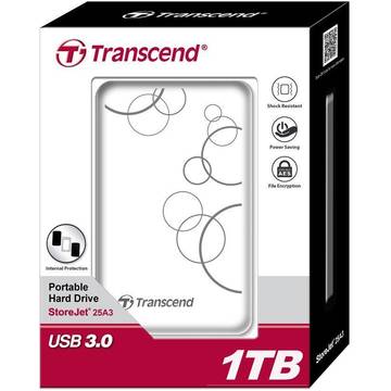 Hard disk extern Transcend StoreJet 25A3 1TB USB 2.0/3.0 2,5'' HDD antishock / fast backup