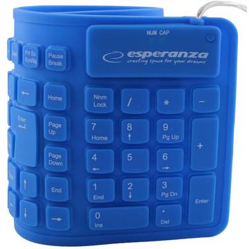Tastatura ESPERANZA silicon EK126B USB / OTG, 108 taste,  Flexibila, Albastru
