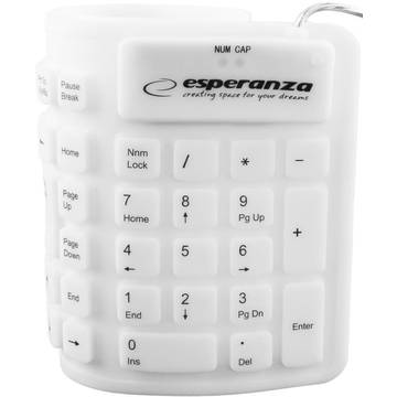 Tastatura ESPERANZA silicon EK126W USB / OTG, 108 taste, Flexibila, Alb
