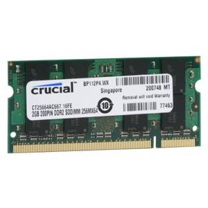 Memorie laptop Memorie Crucial SO-DIMM 2GB DDR2, 667MHz, PC2-5300, CL5, CT25664AC667