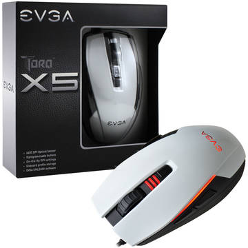 Mouse EVGA Torq X5, gaming, optic, USB, 6400 dpi, alb