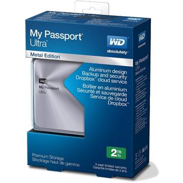 Hard disk extern Western Digital My Passport Ultra Metal Edition 2TB Silver USB 3.0