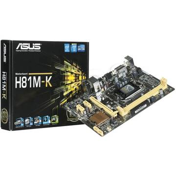 Placa de baza Asus H81M-K, socket LGA1150, chipset Intel H81,  M-ATX
