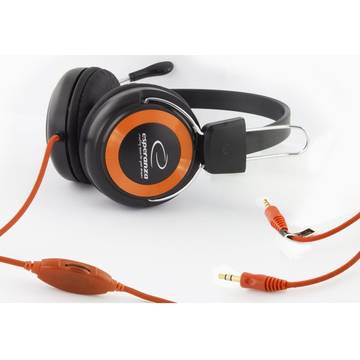 Casti ESPERANZA Falcon Orange EH152O, stereo, cu microfon, negru/ portocaliu