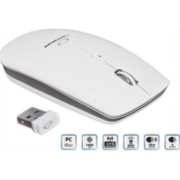 Mouse ESPERANZA Saturn alb, optic, wireless, 1600 dpi, 2.4 GHz