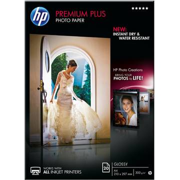 Hartie foto HP Premium Plus, lucioasa, A4, 20 coli