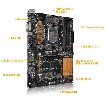 Placa de baza ASRock Z170 Pro 4S, socket LGA1151, chipset Intel Z170,  ATX