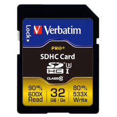 Card memorie Verbatim Pro+ SDHC, 32GB, clasa 10