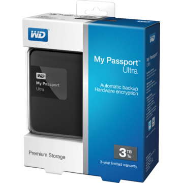 Hard disk extern Western Digital My Passport Ultra, 3TB, 2.5 inch, USB 3.0