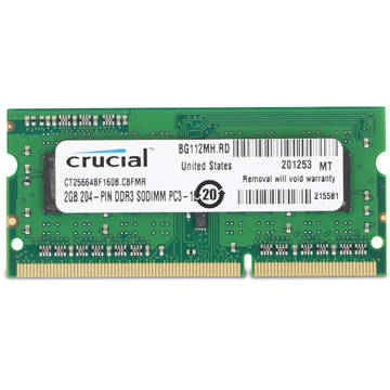 Memorie laptop Crucial Memorie RAM CT25664BF160B, SODIMM, DDR3, 2 GB, 1600MHz, CL11, unbuffered, non-ECC