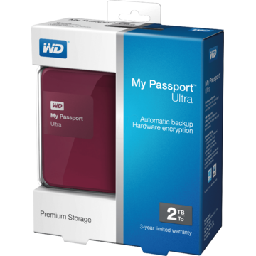 Hard disk extern Western Digital My Passport Ultra, 2TB, 2.5 inch, USB 3.0, mov