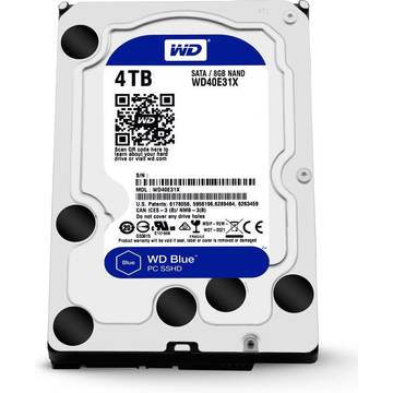 Hard disk Western Digital Blue SSHD, 4TB, 5400 RPM, SATA 6GB/s, 3.5 inch