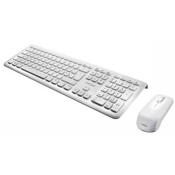 Tastatura Perixx Periduo 703W WL  Layout Franta, wireless, alb, cu mouse