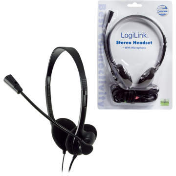 Casti LogiLink HS0002, headset cu microfon, negre