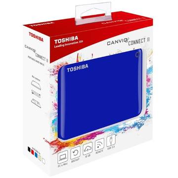 Hard disk extern Toshiba Canvio Connect II, 2 TB, 2.5 inch, USB 3.0, albastru