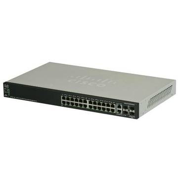 Switch Cisco sf500-24-k9-g5, cu management, fara PoE, 24x100Mbps-RJ45 + 2x100/1000Mbps-RJ45 (sau 2xSFP) + 2xSFP