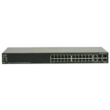 Switch Cisco sf500-24-k9-g5, cu management, fara PoE, 24x100Mbps-RJ45 + 2x100/1000Mbps-RJ45 (sau 2xSFP) + 2xSFP