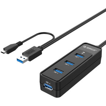Orico Hub USB  W5PH4-S1, 4 porturi USB 3.0, Negru