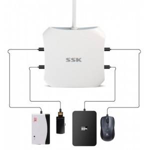 SSK Hub USB SHU810, 4 porturi USB 3.0, Alb