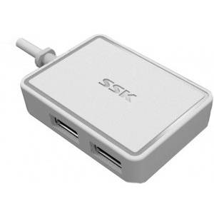 SSK Hub USB SHU200, 4 porturi USB 2.0, Alb