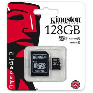 Card memorie Kingston 128GB microSDXC Class 10 UHS-I 45MB/s Read