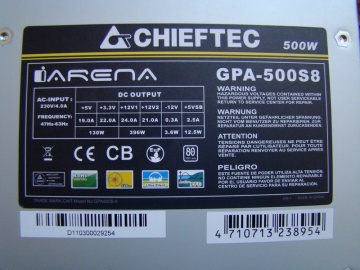 Sursa Chieftec iArena GPA-500S8, 500W, ventilator 120 mm
