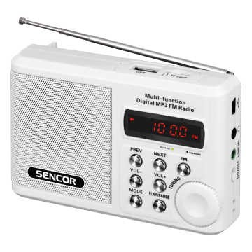 Sencor Aparat radio SRD215W, portabil, 2 W , USB, Micro SD, alb