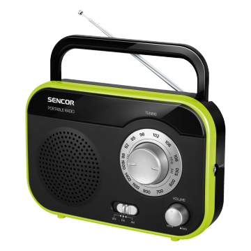 Sencor Aparat radio SRD210BGN, portabil, 1W RMS, negru/ verde