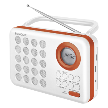 Sencor Aparat radio SRD220WOR, portabil, 1W RMS, alb/ portocaliu