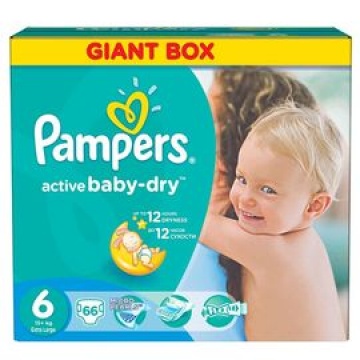 PAMPERS Scutece Active Baby 6 ExtraLarge Giant Pack, 66 bucati