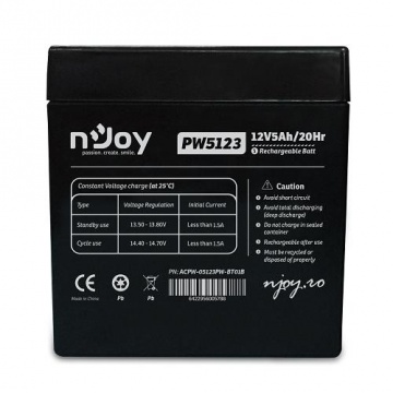 nJoy Baterie UPS ACPW-05123PW-BT01B, 12V, 5 Ah, Negru