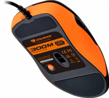 Mouse Cougar 300M, optic, USB, 4000 dpi, negru/ portocaliu