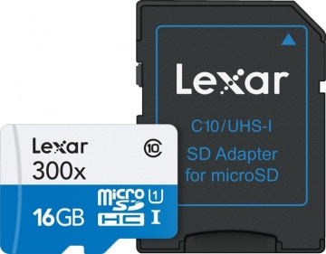Card memorie Lexar Micro-SD 16GB, C10 H.S., Alb-Albastru