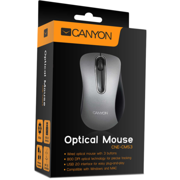 Mouse Canyon CNE-CMS3, , optic, USB, 800dpi, argintiu
