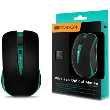 Mouse Canyon CNS-CMSW6G, optic, USB, 800-1600dpi, verde