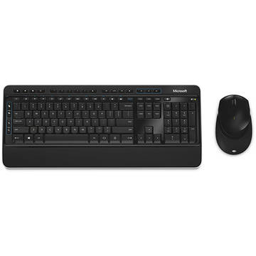 Tastatura Microsoft Blue Track 3050, cu mouse, wireless, negru