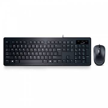 Tastatura Genius Slimstar C130 cu mouse, USB, cu fir, negru