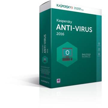 Kaspersky Licenta antivirus Anti-Virus 2016 Renew, 1 an, 4 calculatoare, retail