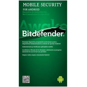 BitDefender Licenta antivirus Mobile Security Scratch Card 2016, nou, 1 an, 1 utilizator, retail, pentru Android