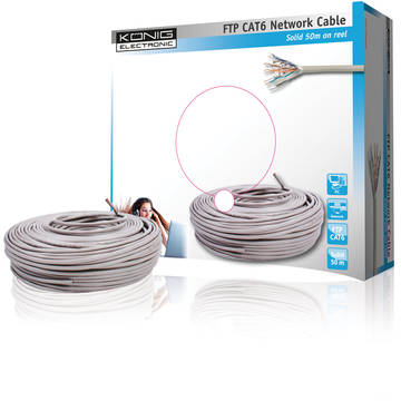 Cablu FTP cat6 conductor solid cupru AWG24 50m/rola Konig