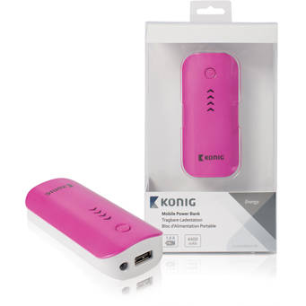 Baterie externa KONIG Acumulator portabil 4400 mAh 5 V - 1 A roz
