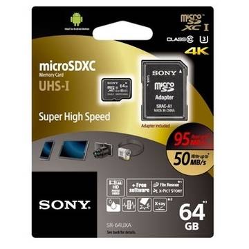 Card memorie Sony Micro SDXC UHS-I U3 64GB Clasa 10 + Adaptor SD