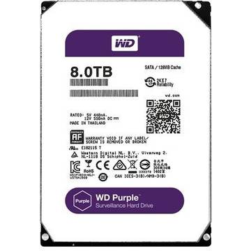 Hard disk Western Digital Surveillance HDD - Purple, 8TB, 5400 RPM, SATA 6GB/s, 3.5 inch