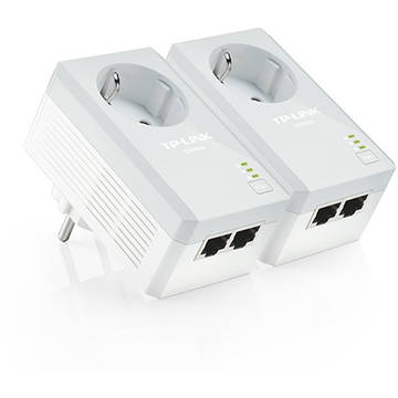 TP-LINK Kit 2 Adaptoare Powerline AV500 cu 2 porturi LAN și priză încorporată TL-PA4020PKIT