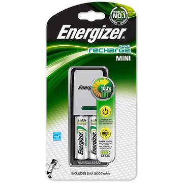 ENERGIZER Mini incarcator + 2 baterii Power Plus AA reincarcabile incluse, 7638900274820