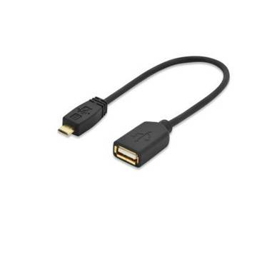 EDNET Adapter cable microUSB B /USB A M/F 0,2 m black premium